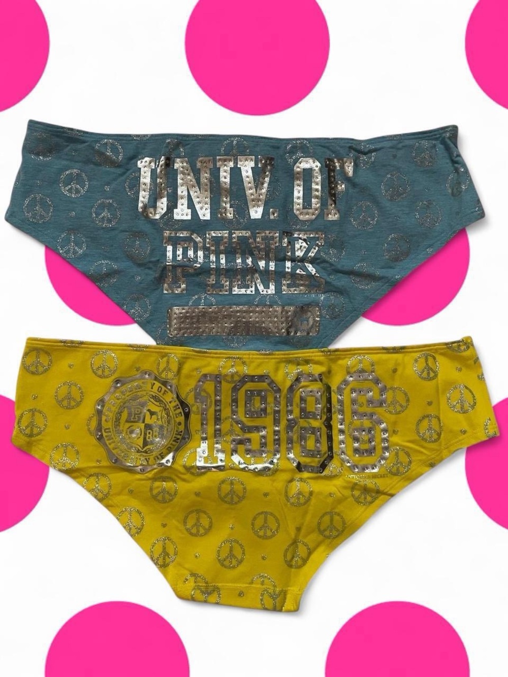 Bundle of 2 Vintage VS PINK • Extra Low Rise Hipster Bling Panties • SIZE - L